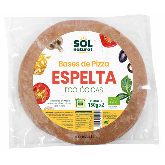 Base de Pizza de Espelta Integral 2 x 150 gr | Sol Natural - Dietetica Ferrer