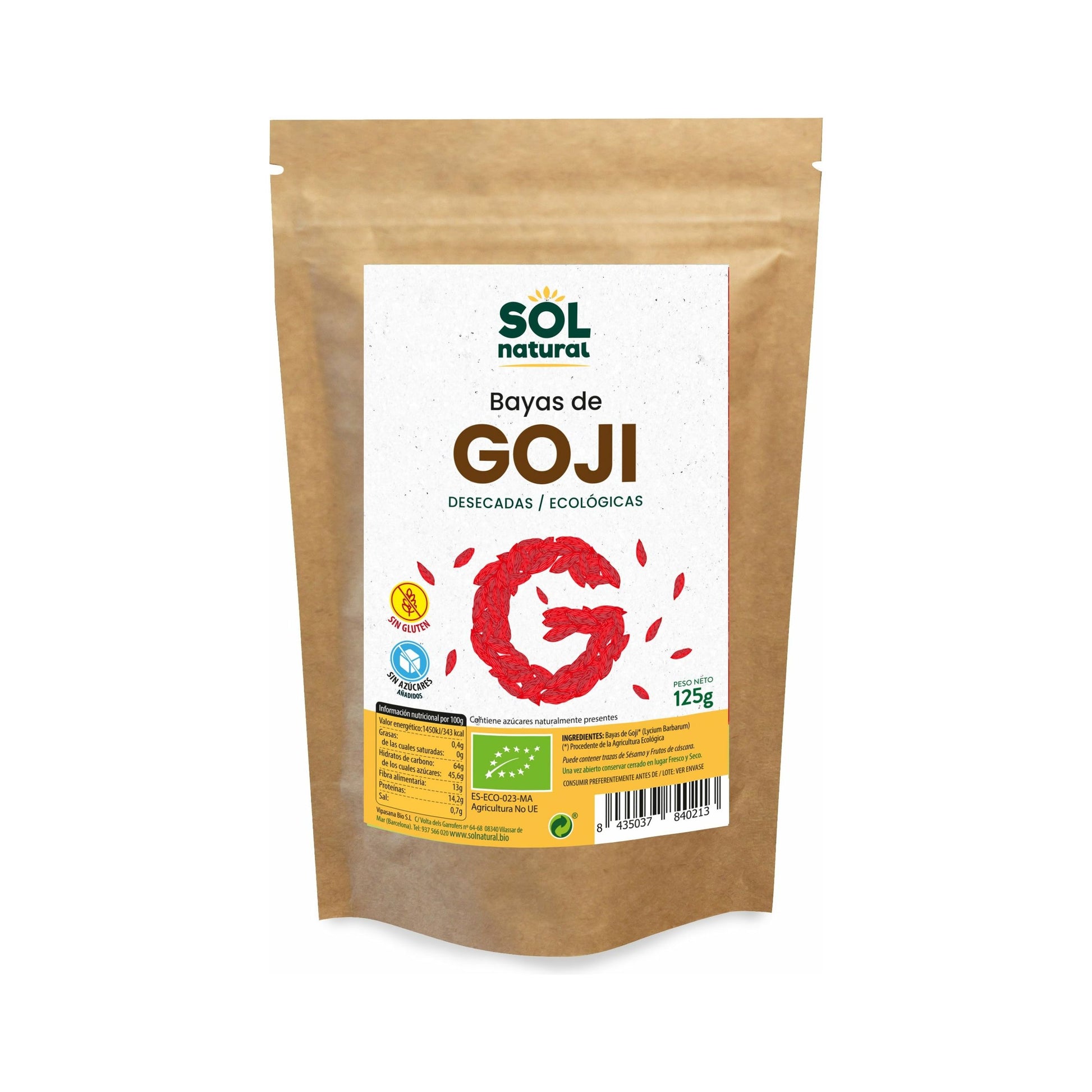 Bayas de Goji 125 gr | Sol Natural - Dietetica Ferrer