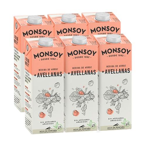 Bebida de Arroz con Avellanas Bio 1 Litro Pack de 6 | Monsoy - Dietetica Ferrer