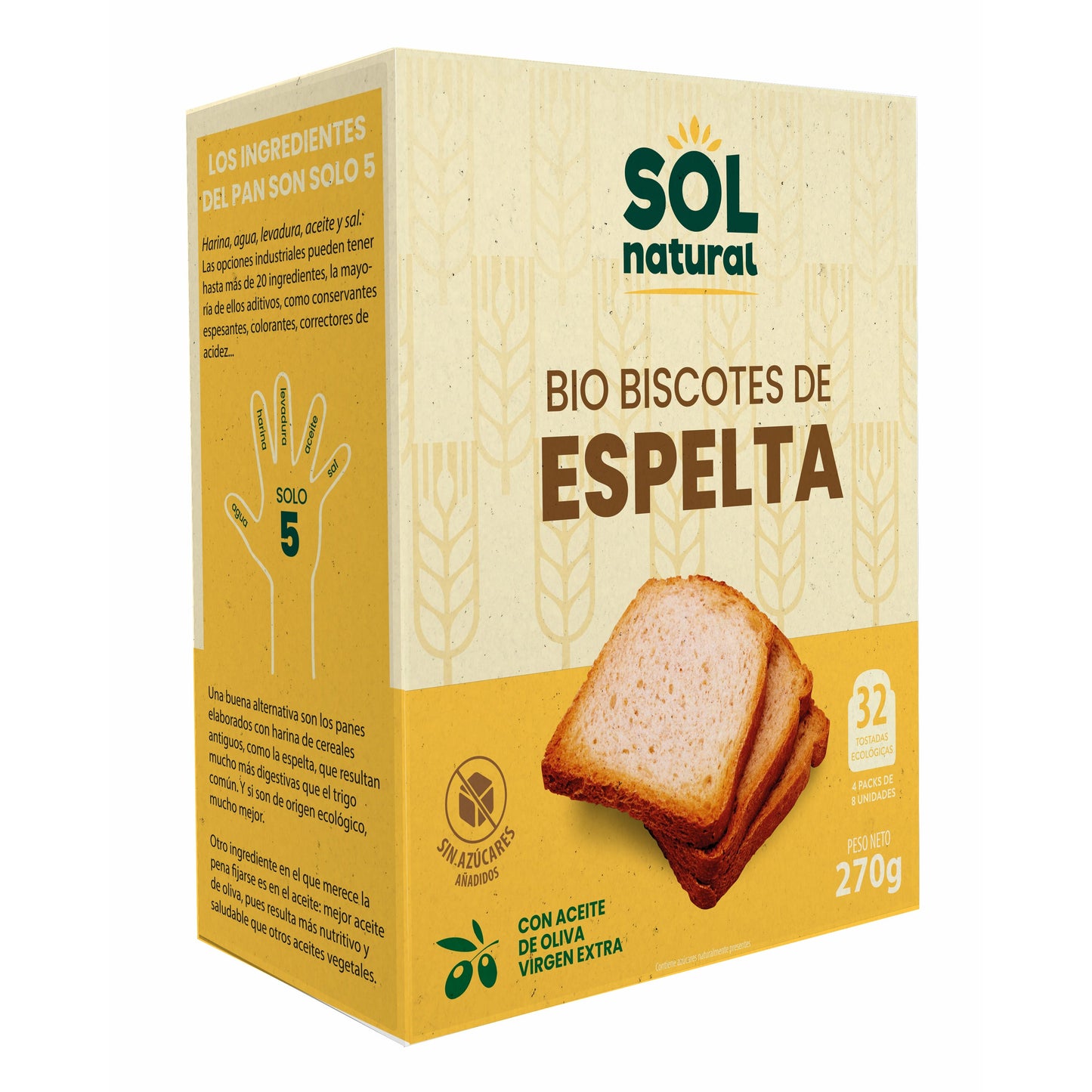 Biscotes de Espelta Bio 270 gr | Sol Natural - Dietetica Ferrer