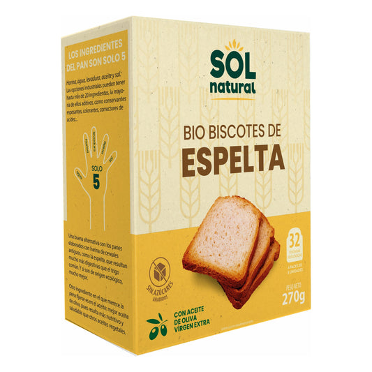 Biscotes de Espelta Bio 270 gr | Sol Natural - Dietetica Ferrer