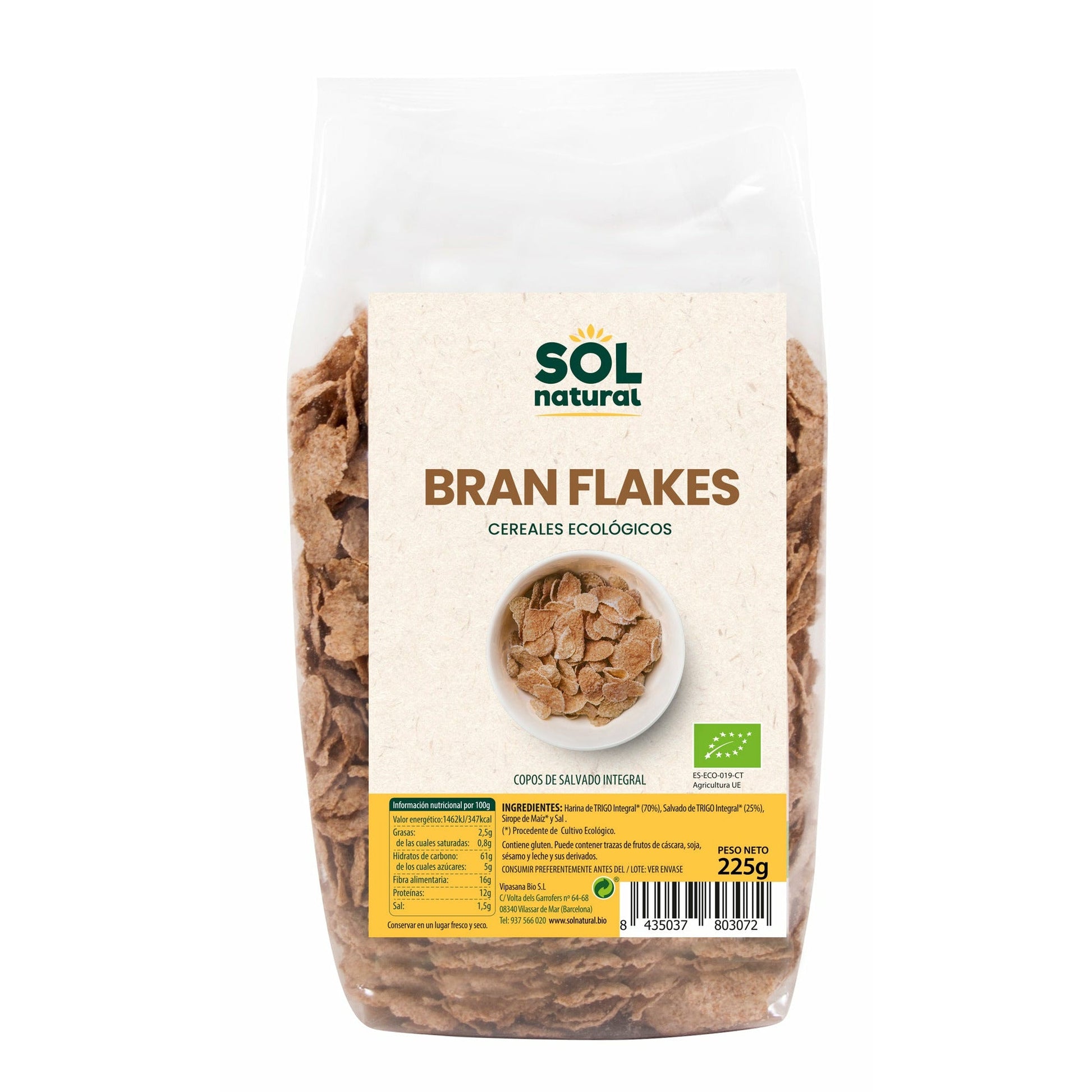 Bran Flakes Con Salvado Bio 225 gr | Sol Natural - Dietetica Ferrer