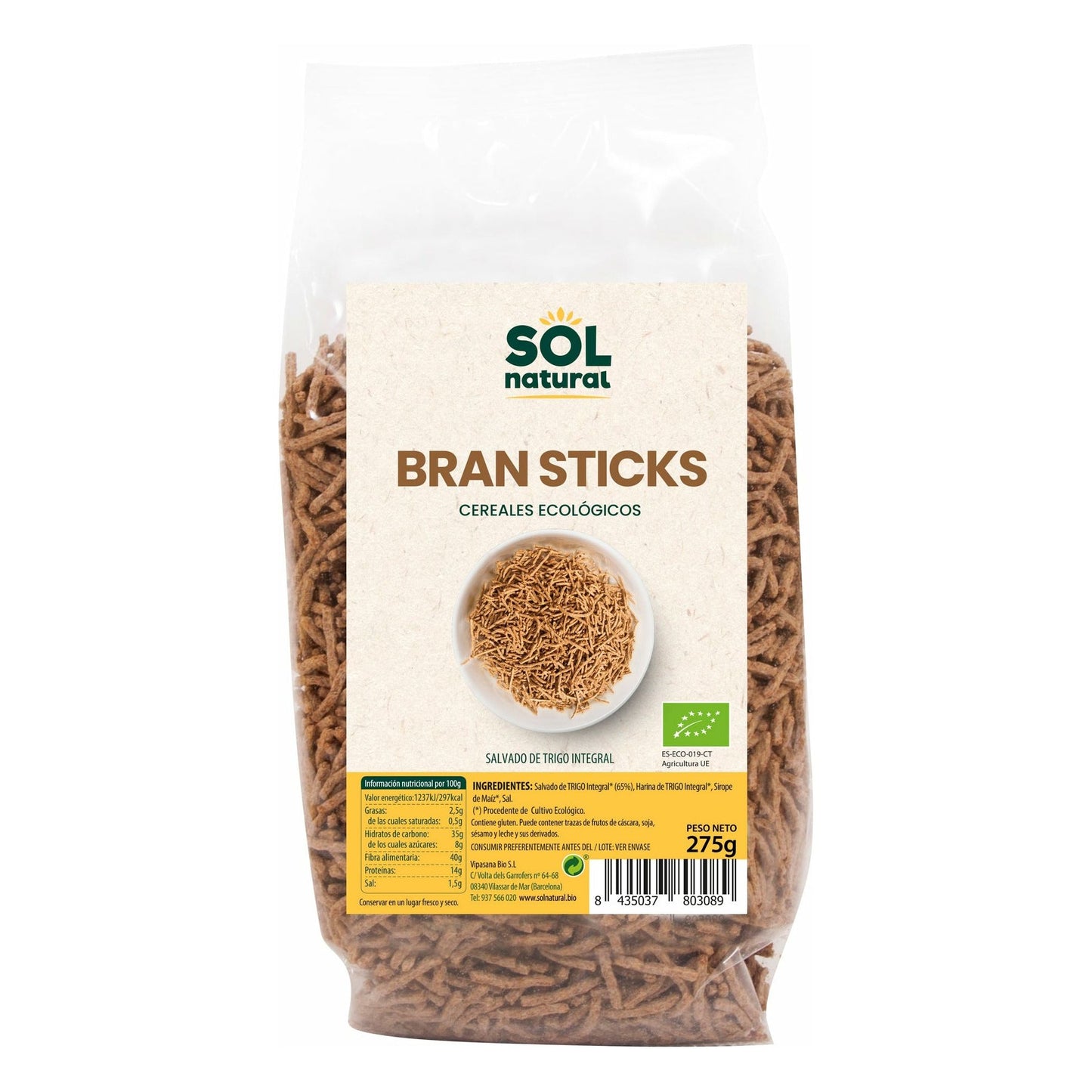 Bran Sticks Con Salvado Bio 275 gr | Sol Natural - Dietetica Ferrer