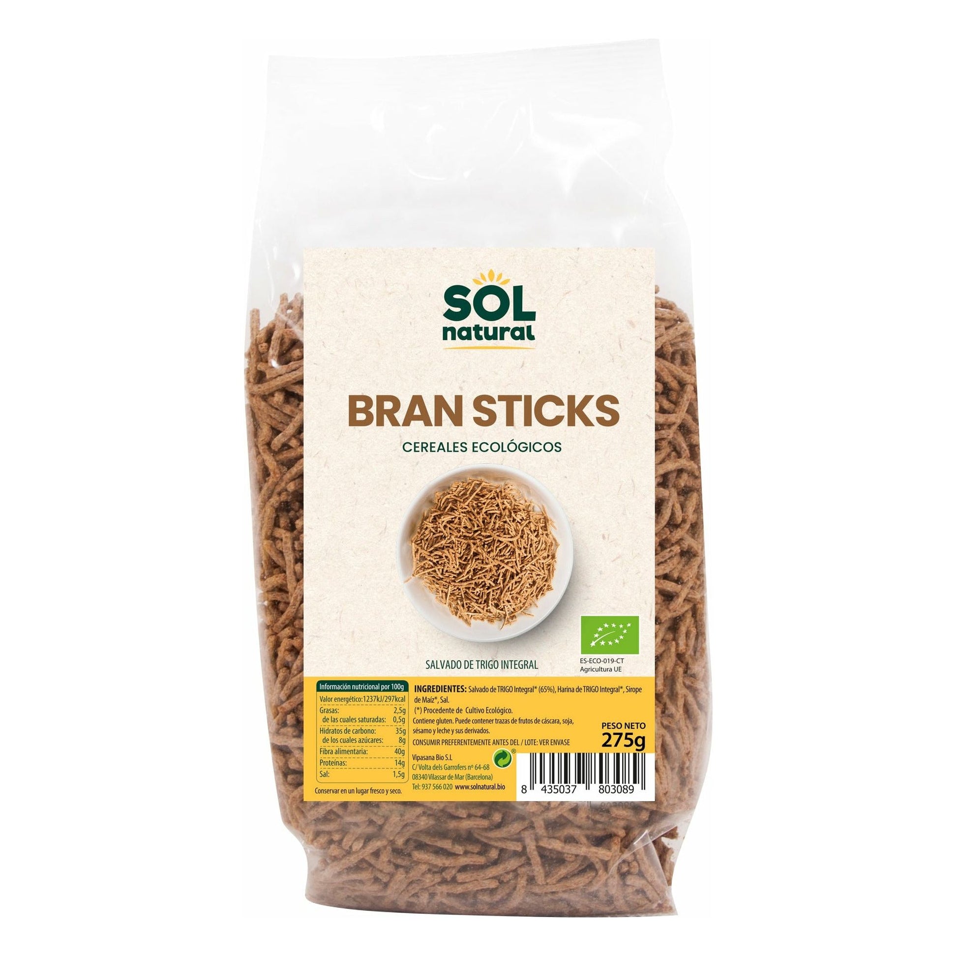Bran Sticks Con Salvado Bio 275 gr | Sol Natural - Dietetica Ferrer