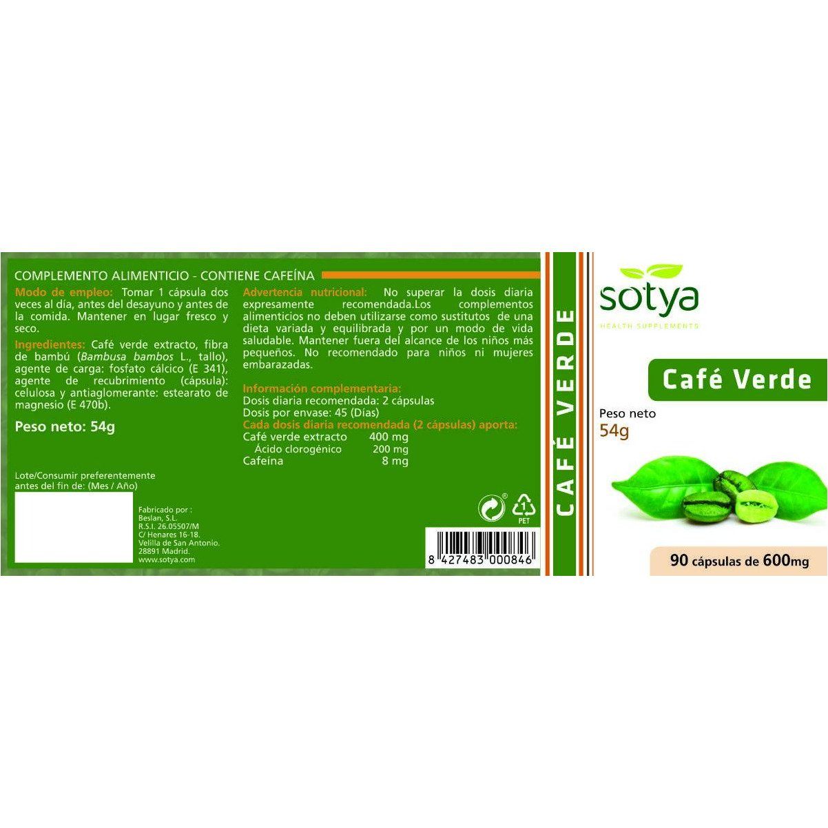 Cafe Verde 90 Capsulas | Sotya - Dietetica Ferrer