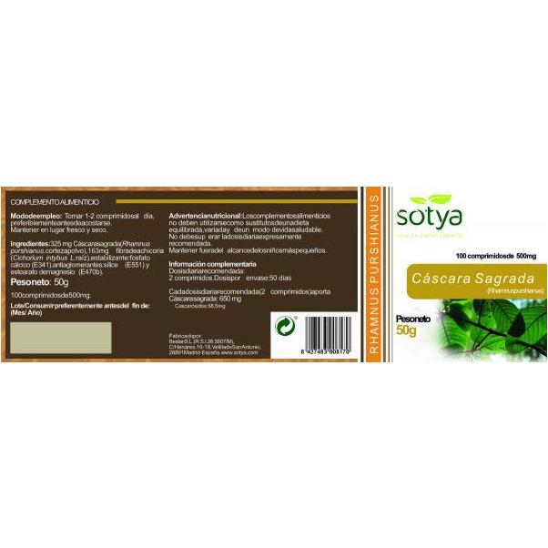 Cascara Sagrada 100 Comprimidos | Sotya - Dietetica Ferrer
