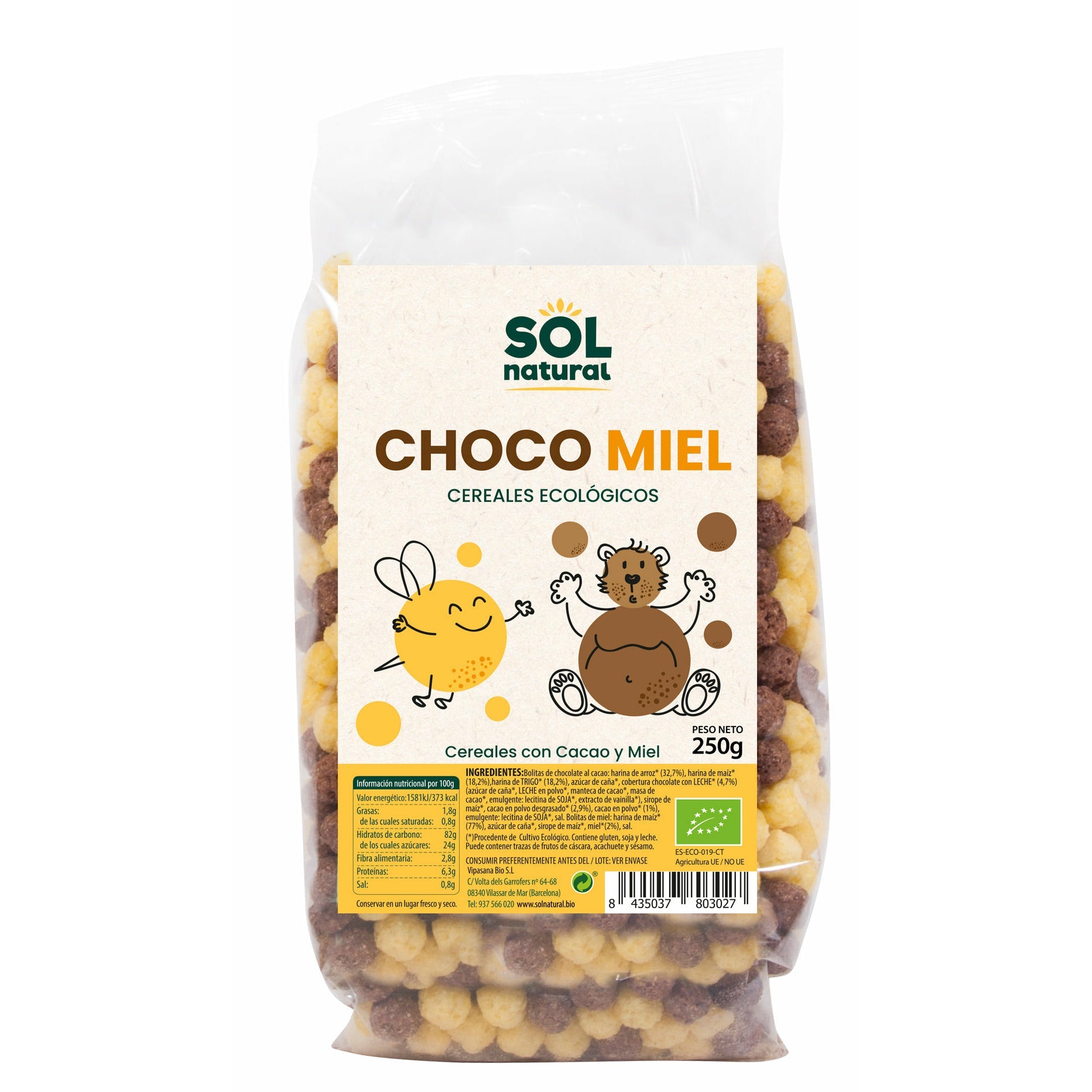 Cereales Bolitas Choco Miel Bio 250 gr | Sol Natural - Dietetica Ferrer
