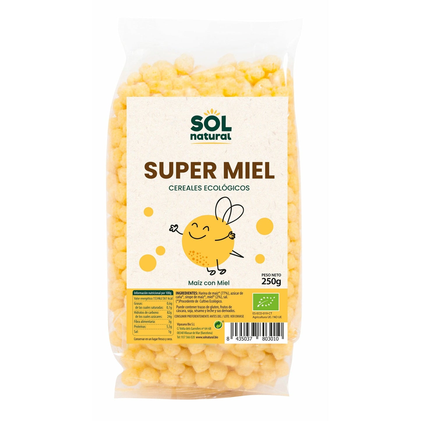 Cereales Bolitas de Maiz Super Miel Bio 250 gr | Sol Natural - Dietetica Ferrer