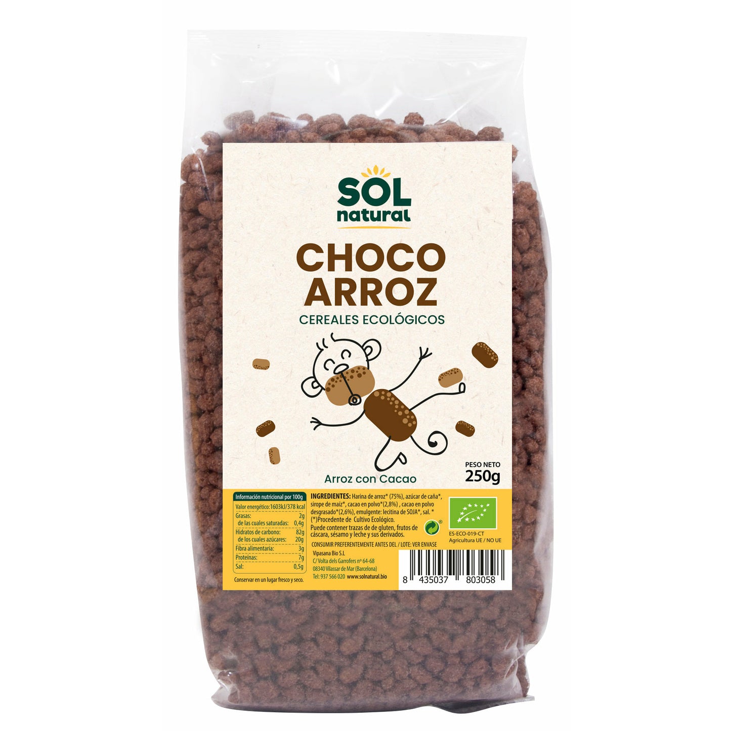 Cereales Choco Arroz Bio 250 gr | Sol Natural - Dietetica Ferrer