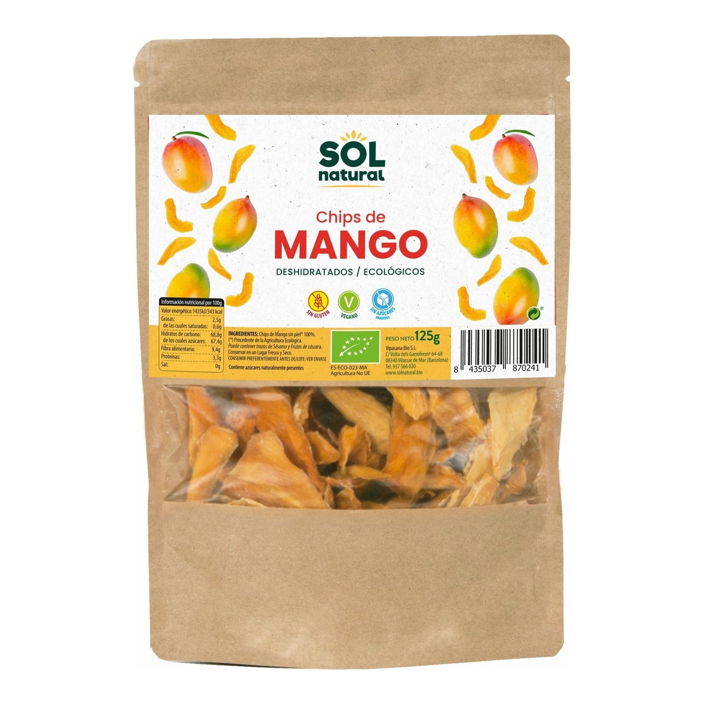 Chips de Mango Bio 125 gr | Sol Natural - Dietetica Ferrer