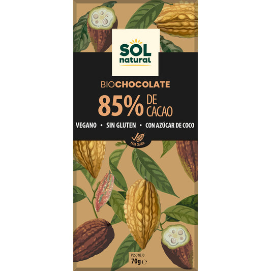 Chocolate 85% de Cacao 70 gr | Sol Natural - Dietetica Ferrer