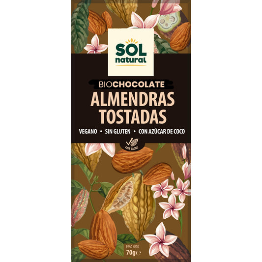 Chocolate Almendras Tostadas 70 gr | Sol Natural - Dietetica Ferrer