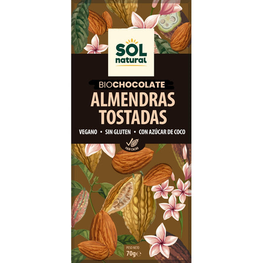 Chocolate Almendras Tostadas 70 gr | Sol Natural - Dietetica Ferrer