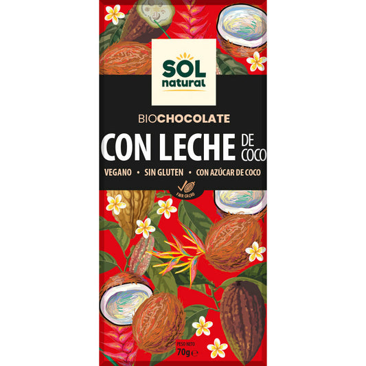 Chocolate con Leche de Coco Bio 70 gr | Sol Natural - Dietetica Ferrer