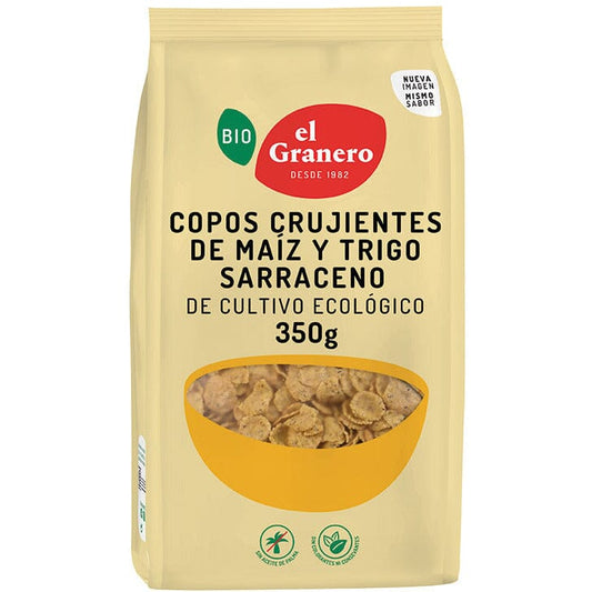 Copos Crujientes De Maiz y Trigo Sarraceno 350 gr | El Granero Integral - Dietetica Ferrer