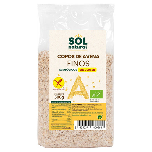 Copos de Avena Finos sin Gluten Bio 500 gr | Sol Natural - Dietetica Ferrer