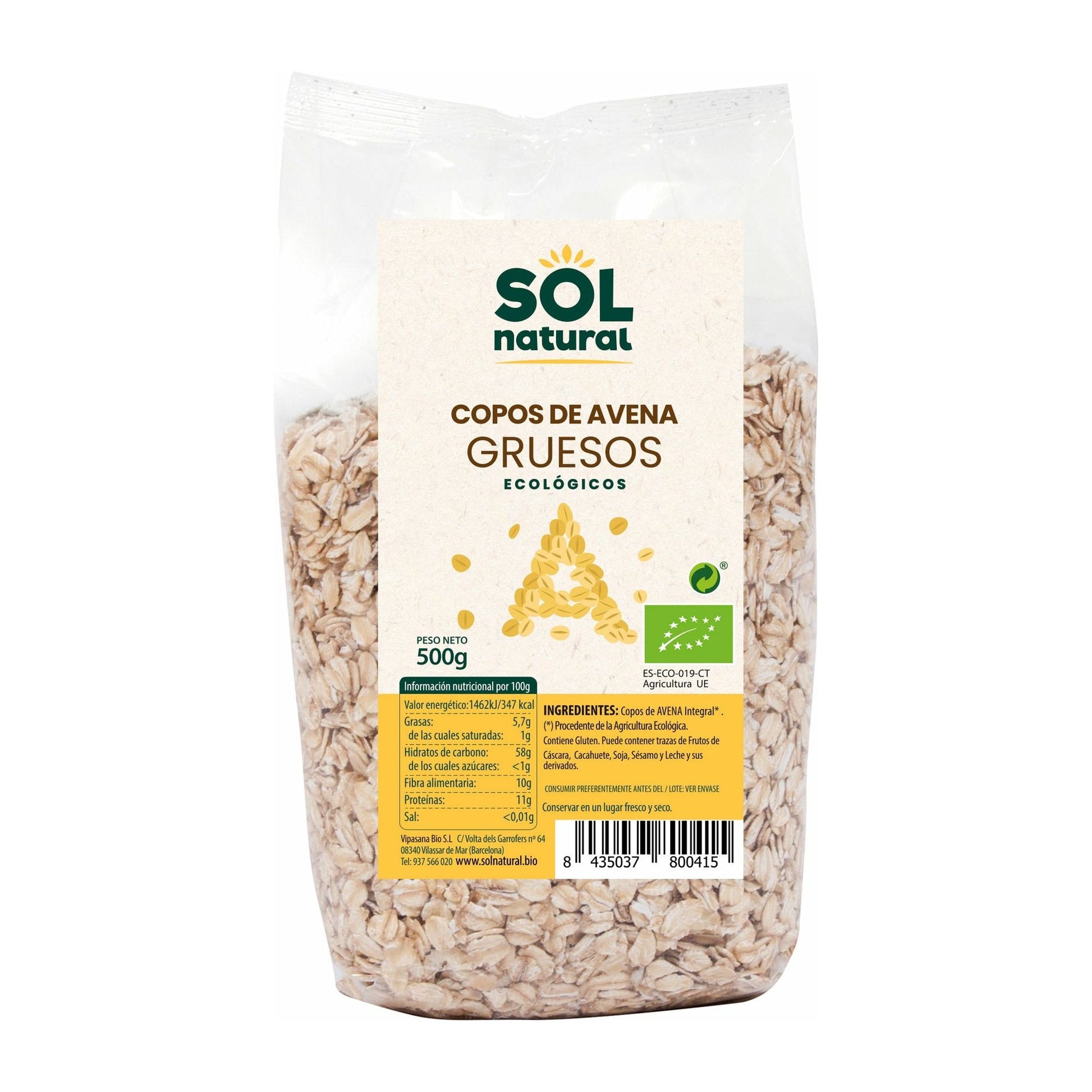 COPOS AVENA INTEGRAL GRUESO - 500GR.