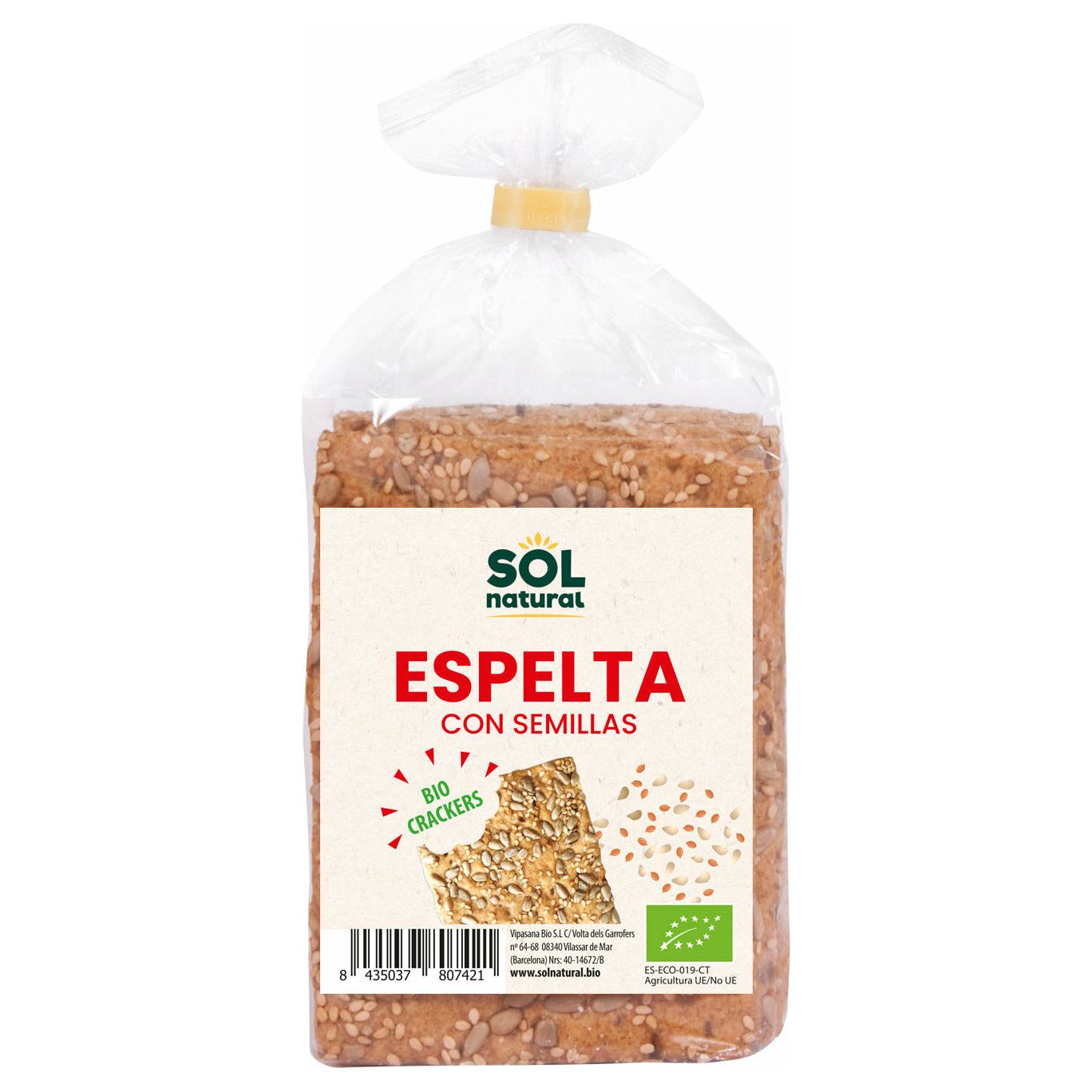 Crackers de Espelta y Semillas Bio 200 gr | Sol Natural - Dietetica Ferrer