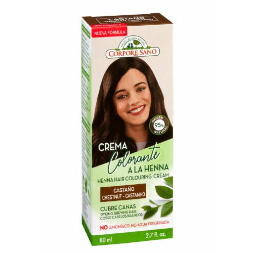 Crema Colorante Henna Castaño 80 ml | Corpore Sano - Dietetica Ferrer