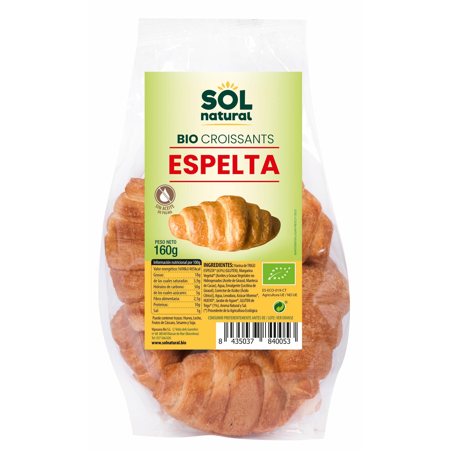 Croissants de Espelta Bio 160 gr | Sol Natural - Dietetica Ferrer