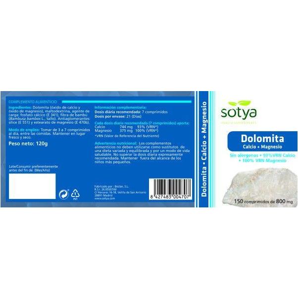 Dolomita 150 Comprimidos | Sotya - Dietetica Ferrer