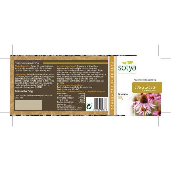 Equinacea 100 Comprimidos | Sotya - Dietetica Ferrer