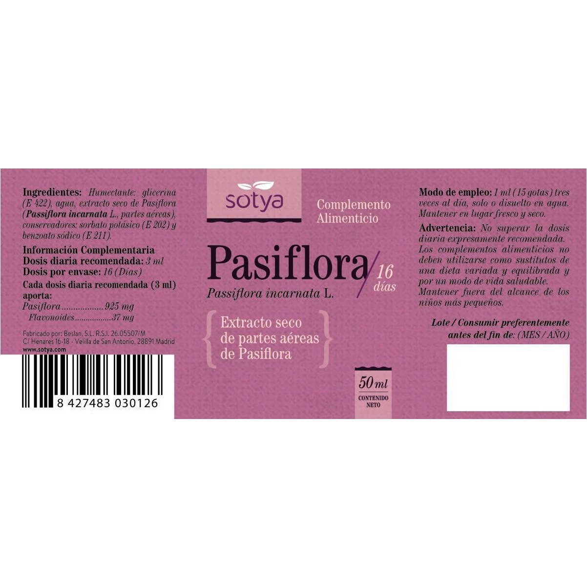 Extracto de Pasiflora 50 ml | Sotya - Dietetica Ferrer