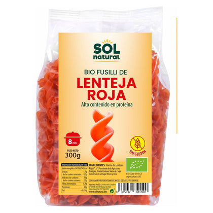 Fusilli de Lenteja Roja Bio 300 gr | Sol Natural - Dietetica Ferrer