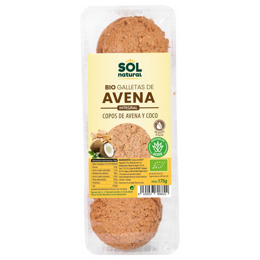 Galletas de Copos de Avena y Coco Bio 175 gr | Sol Natural - Dietetica Ferrer