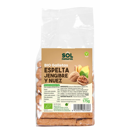 Galletas de Espelta Jengibre y Nueces Bio 175 gr | Sol Natural - Dietetica Ferrer