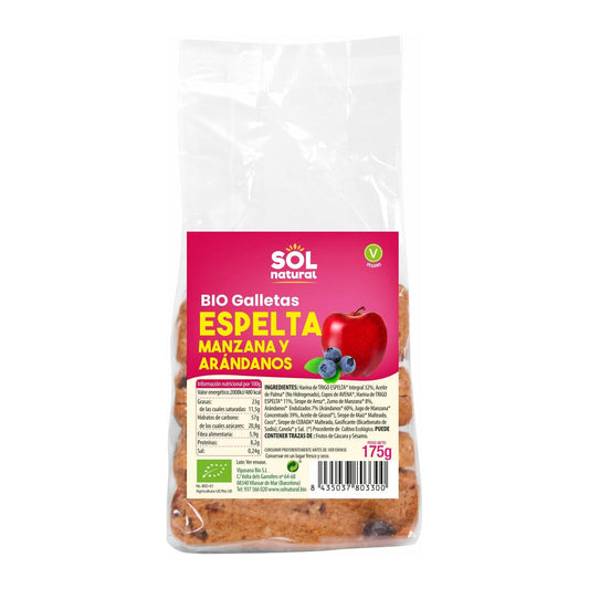 Galletas Espelta Manzana Arandanos Bio 175 gr | Sol Natural - Dietetica Ferrer