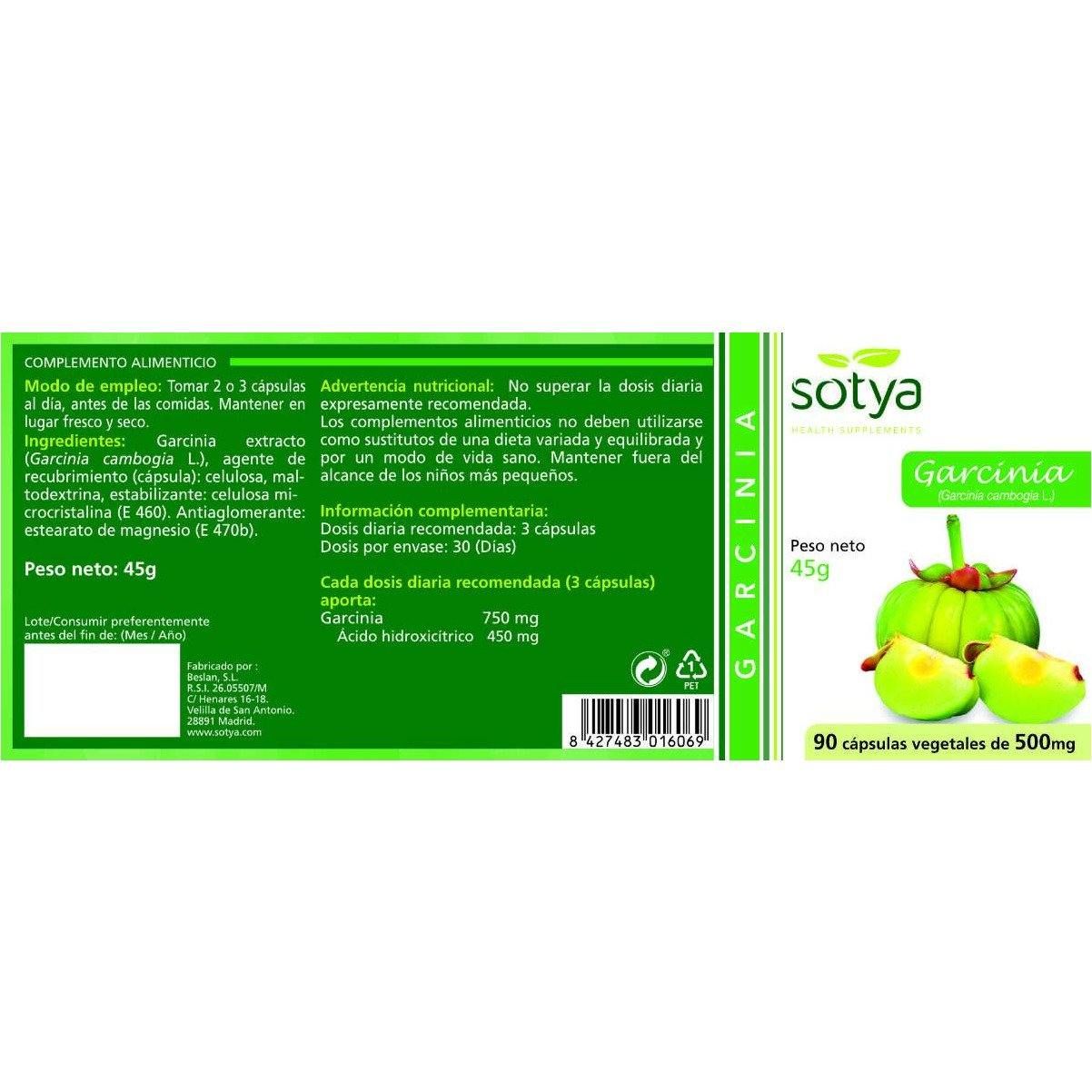 Garcinia Cambogia 90 Capsulas | Sotya - Dietetica Ferrer