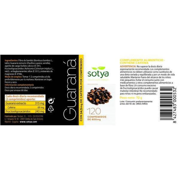 Guarana 120 Comprimidos | Sotya - Dietetica Ferrer