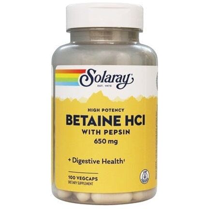 Betaine HCL & Pepsina 180 cápsulas | Solaray - Dietetica Ferrer