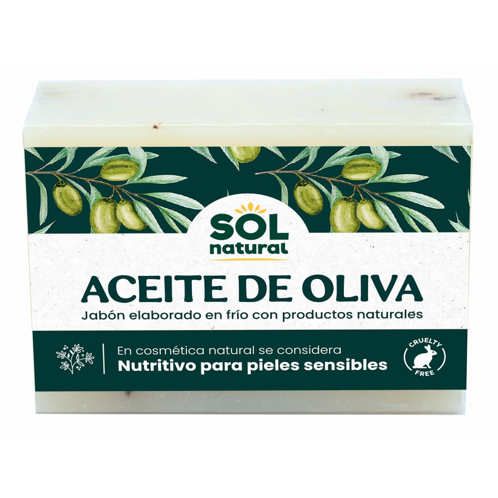 Jabon Natural de Aceite Oliva 100 gr | Sol Natural - Dietetica Ferrer