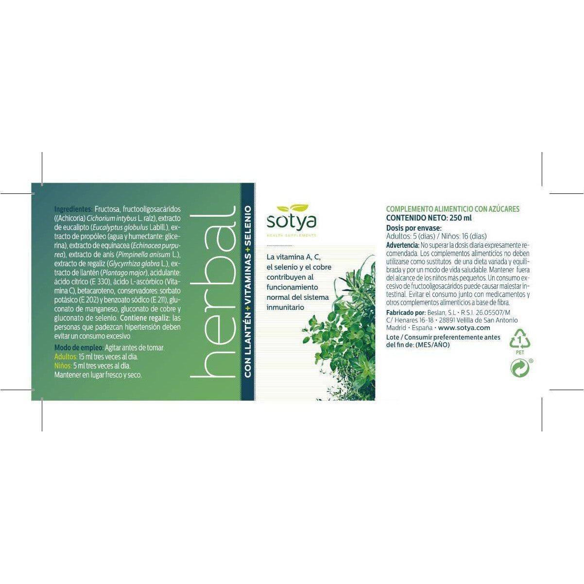 Jarabe Herbal 250 ml | Sotya - Dietetica Ferrer