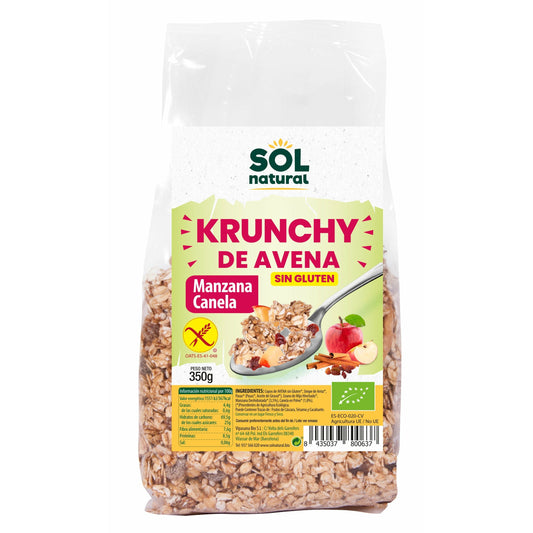 Krunchy Avena Manzana Canela Sin Gluten 350 gr | Sol Natural - Dietetica Ferrer