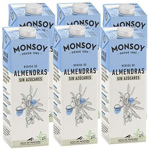 Leche de Almendras sin Azucar Bio 1 Litro Pack de 6 | Monsoy - Dietetica Ferrer