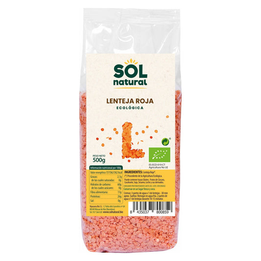 Lenteja Roja Bio 500 gr | Sol Natural - Dietetica Ferrer