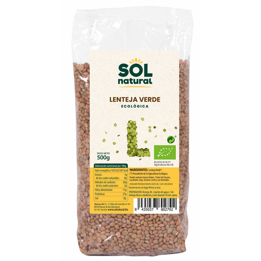 Lenteja Verde Bio 500 gr | Sol Natural - Dietetica Ferrer