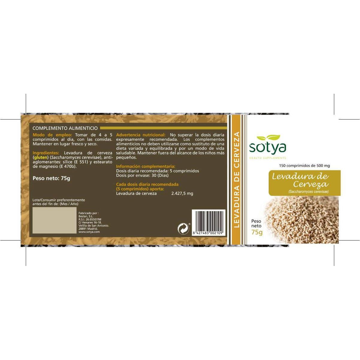 Levadura de Cerveza Comprimidos | Sotya - Dietetica Ferrer