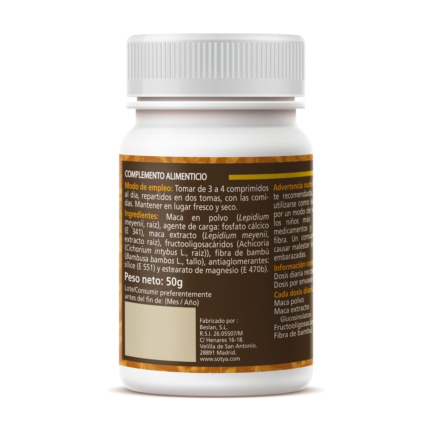 Maca 100 Comprimidos | Sotya - Dietetica Ferrer