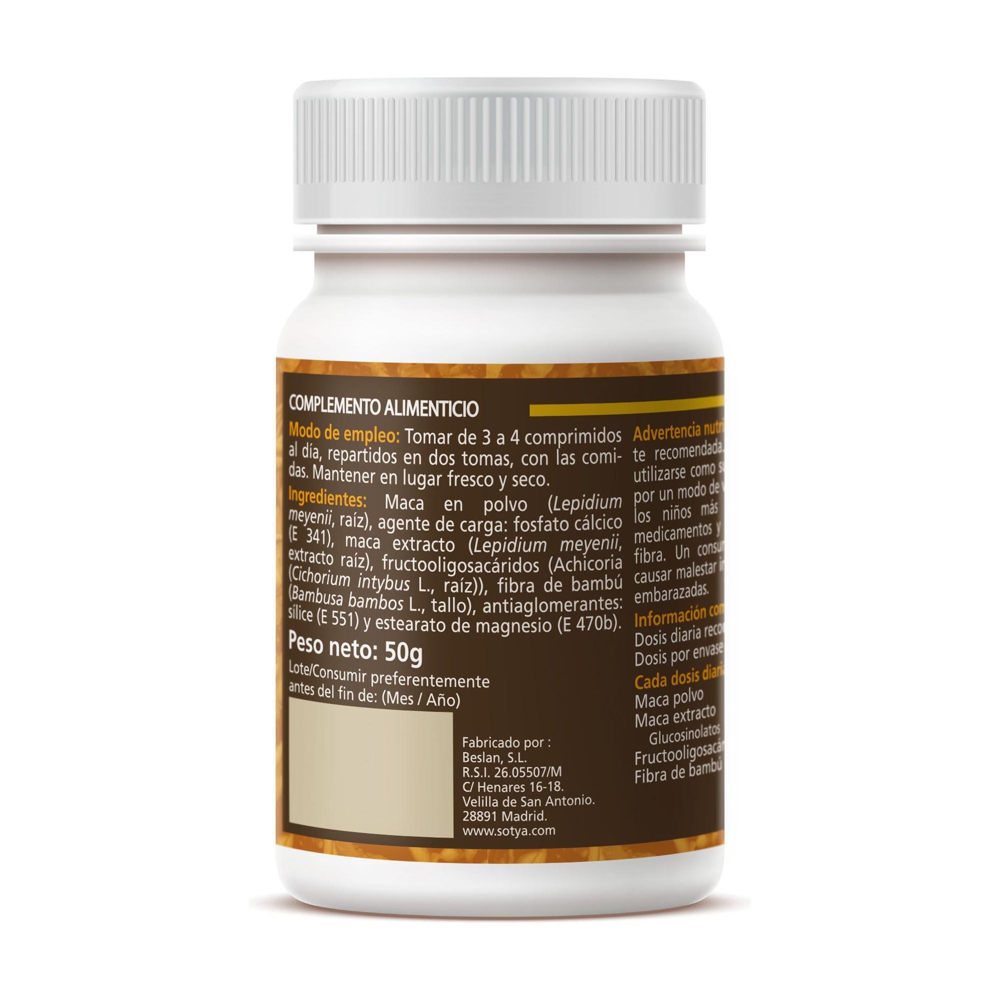 Maca 100 Comprimidos | Sotya - Dietetica Ferrer