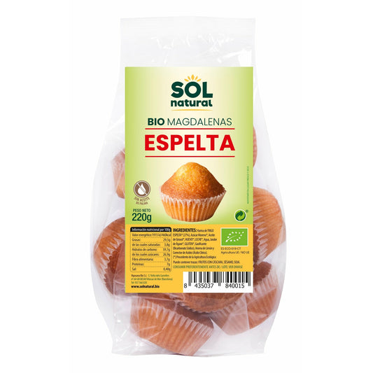 Magdalenas de Espelta Bio 220 gr | Sol Natural - Dietetica Ferrer