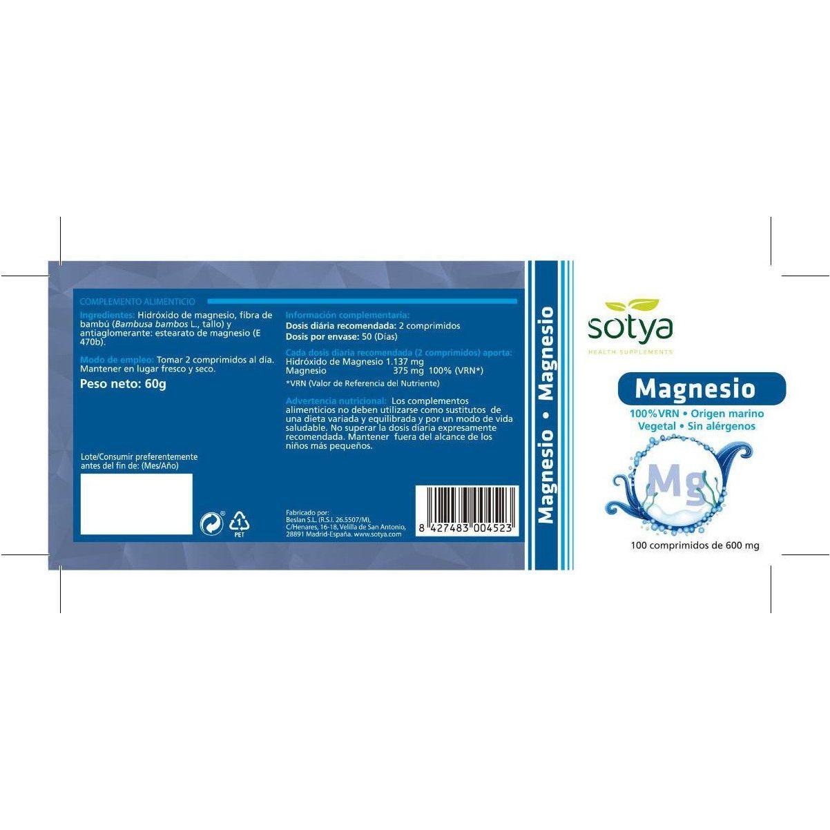 Magnesio Marino 100 Comprimidos | Sotya - Dietetica Ferrer