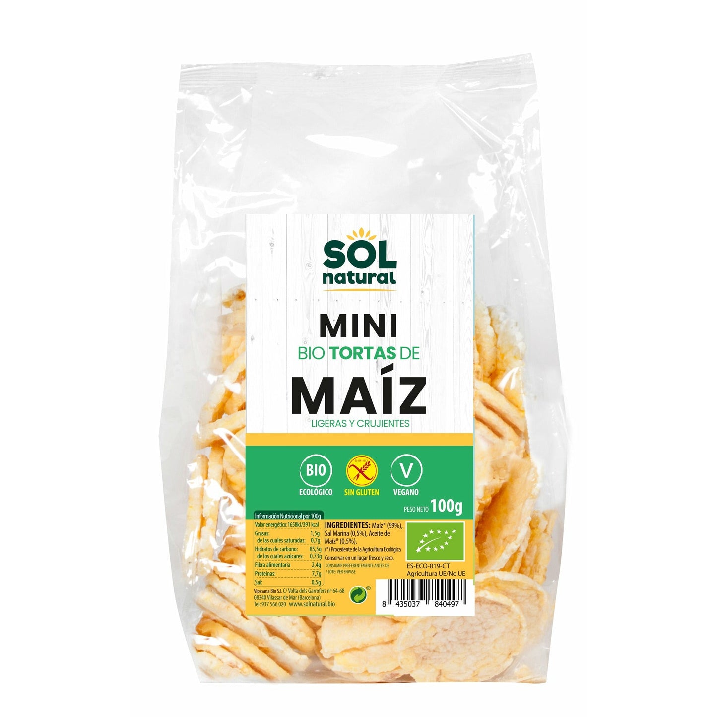 Mini Tortitas de Maiz Sin Gluten Bio 100 gr | Sol Natural - Dietetica Ferrer