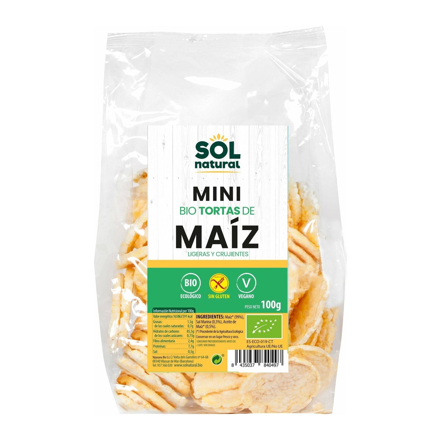 Mini Tortitas de Maiz Sin Gluten Bio 100 gr | Sol Natural - Dietetica Ferrer