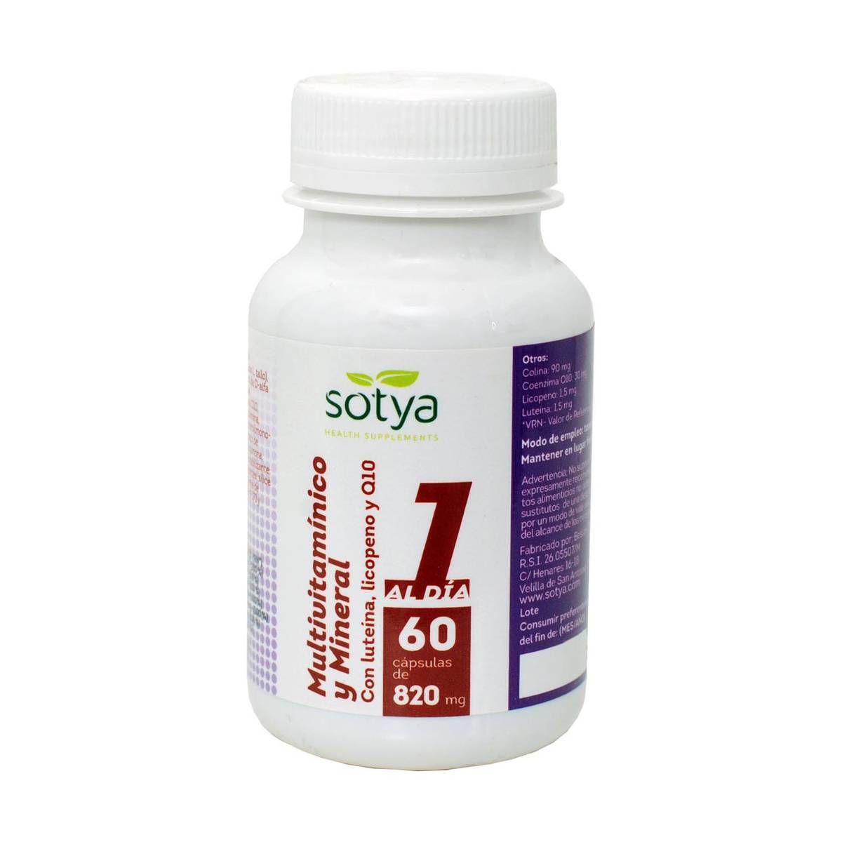Multivitaminico y Mineral 820 mg 60 Capsulas | Sotya - Dietetica Ferrer