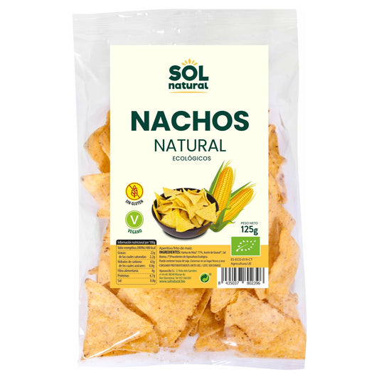 Nachos de Maiz Natural Sin Gluten Bio 125 gr | Sol Natural - Dietetica Ferrer