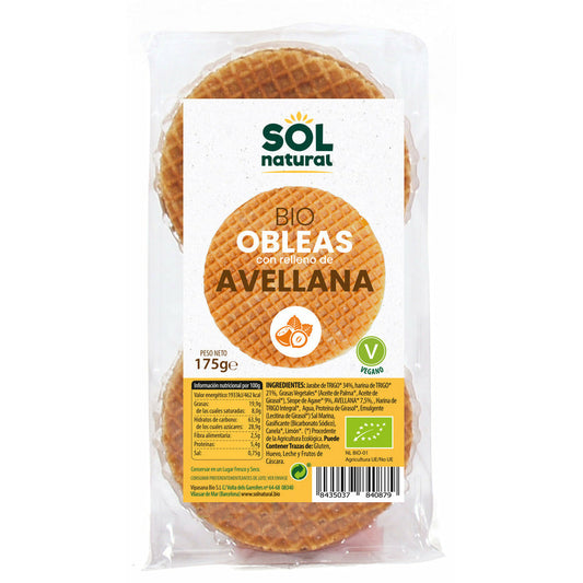 Obleas Con Avellana Bio 175 gr | Sol Natural - Dietetica Ferrer